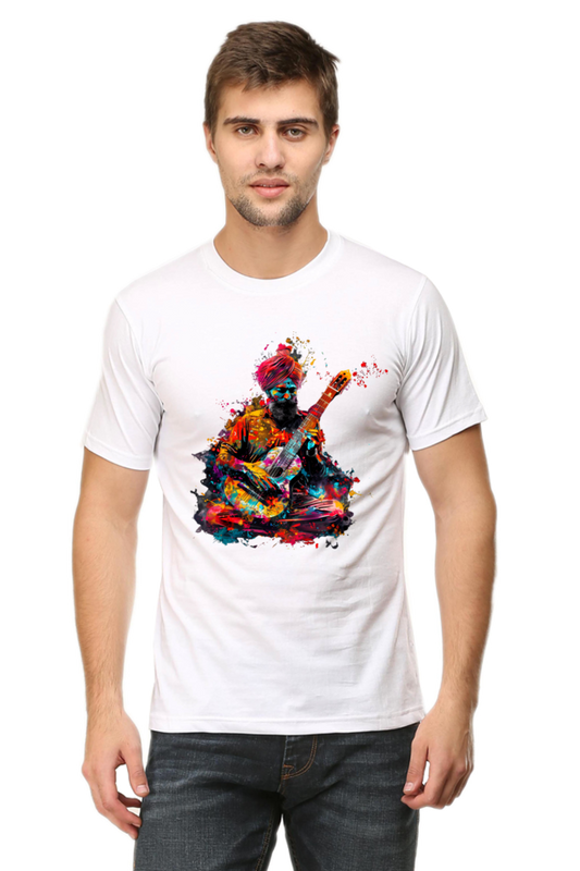 Indian Monk Playing Guitar T-Shirt