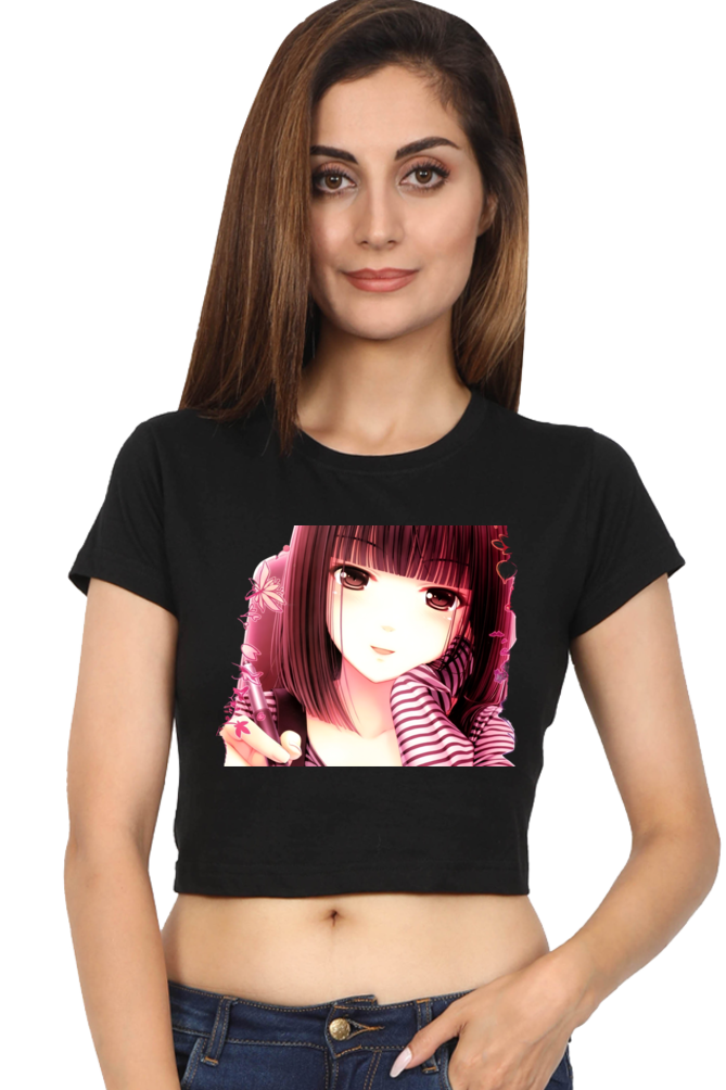 Chic Red Anime Crop Top