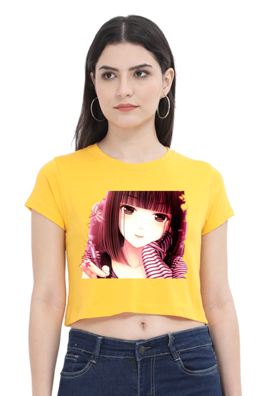 Chic Red Anime Crop Top