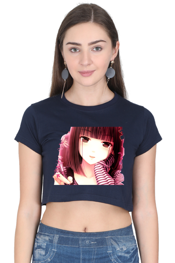 Chic Red Anime Crop Top