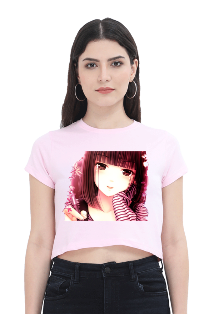 Chic Red Anime Crop Top