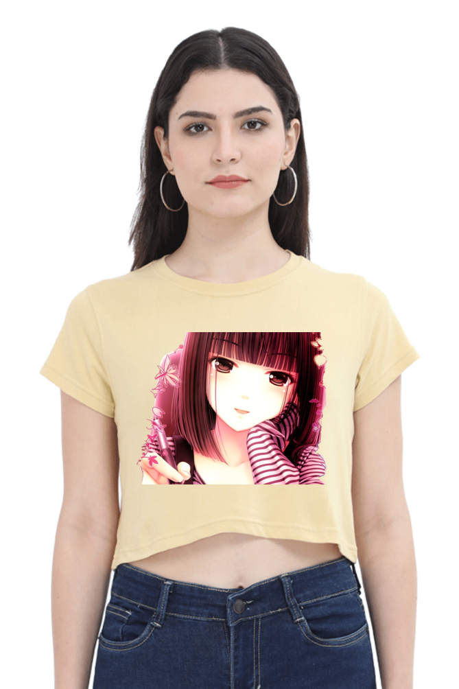 Chic Red Anime Crop Top